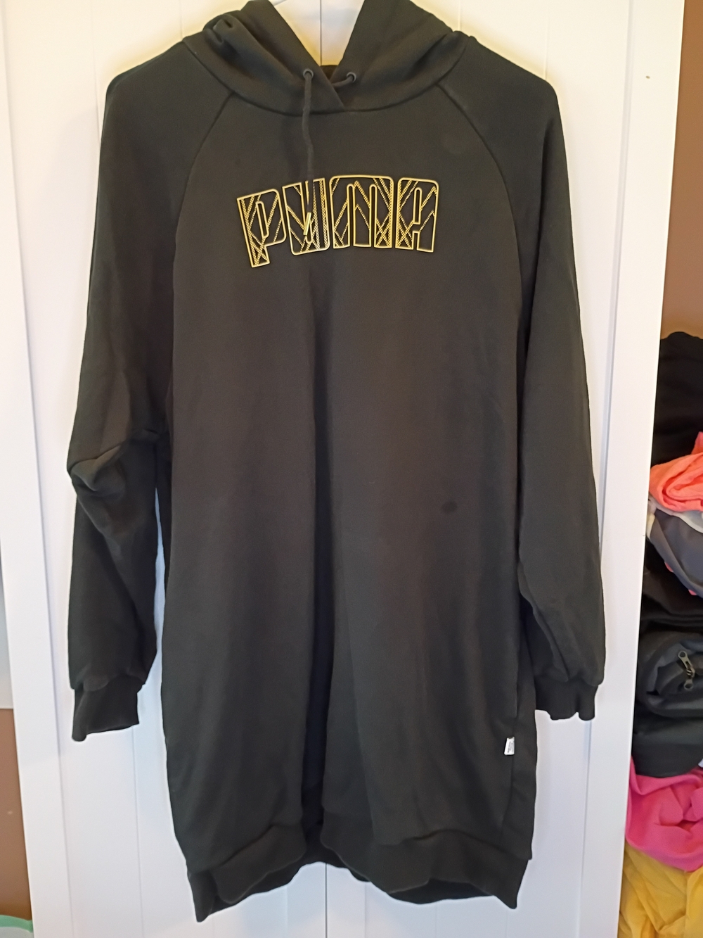 Puma Black Hoodie Dress with Yellow Logo